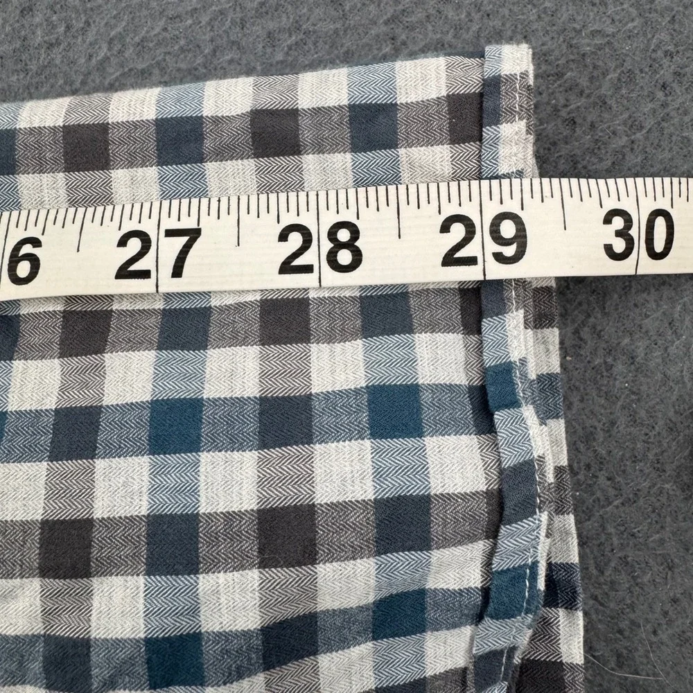 7Diamonds New Order Shirt Mens Medium Blue Grey Gingham Plaid Long Sleeve‎